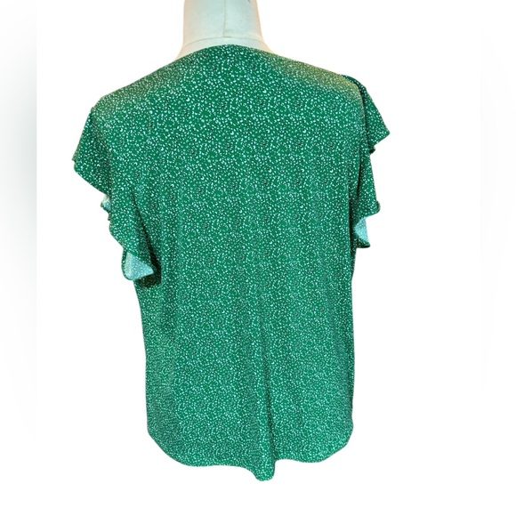 Adrianna Papell‎ Green Blouse with White Dots - Picture 2 of 9